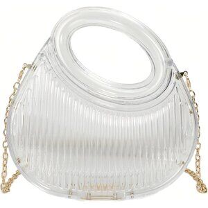 Women's Clear Acrylic Small Cute Buckle Moon Shaped Party Crossbody Clutch